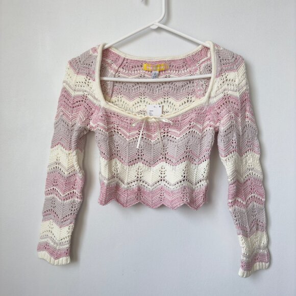 Urban Outfitters UO Blaire Crochet Square Neck Sweater NWT - Picture 1 of 4